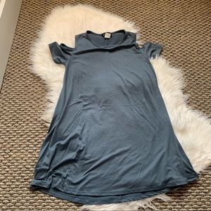 Objex Blue Gray Tshirt Top Cold Shoulder Size Small